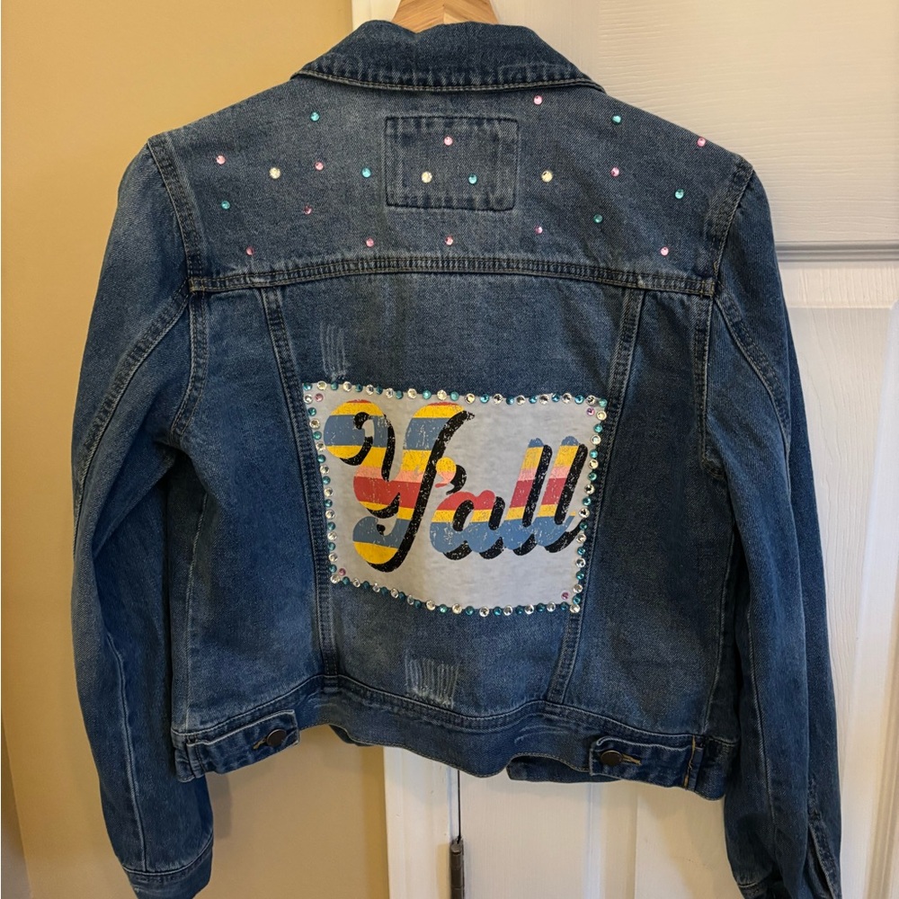 Womens Denim Y’all Jacket with Colorful Accents